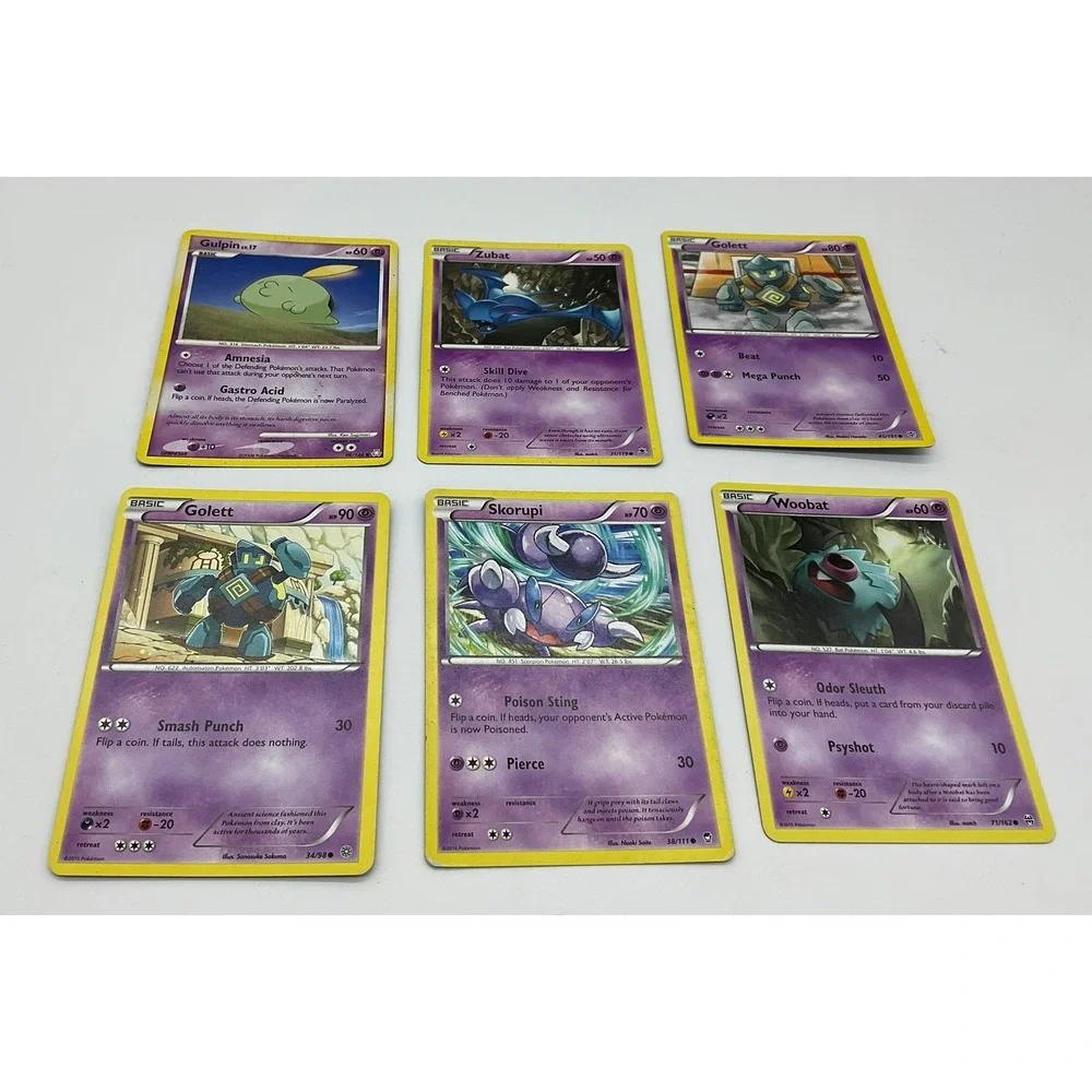 Pokemon Card Lot Psychic Type Zubat Golett Skorupi Woobat Gulpin TCG Bundle